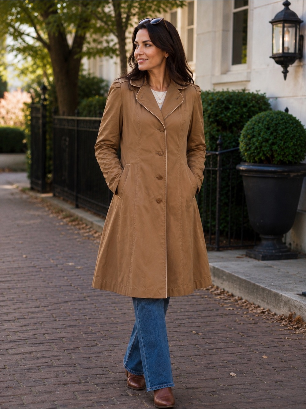 J.Gallery Beige Zip-Out Sherpa Lined Trench Coat Women’s 4/5 Vintage